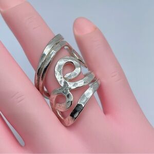 Vintage Mexico Silver Statement Abstract Swirl Ring Size 6.5 Artisan